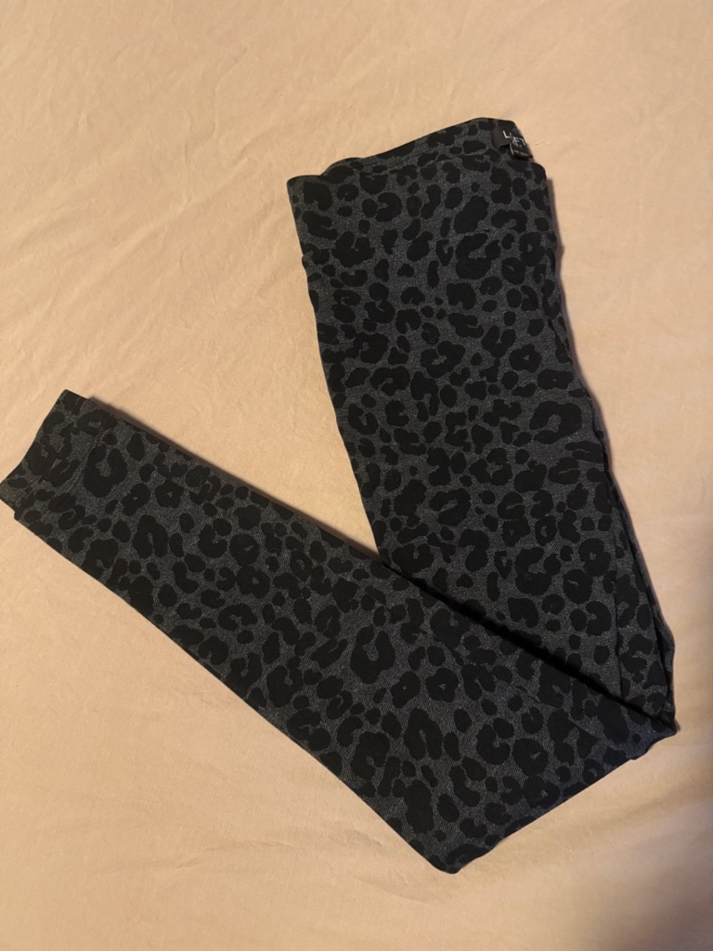 LOFT Black & Charcoal Leopard Print Leggings